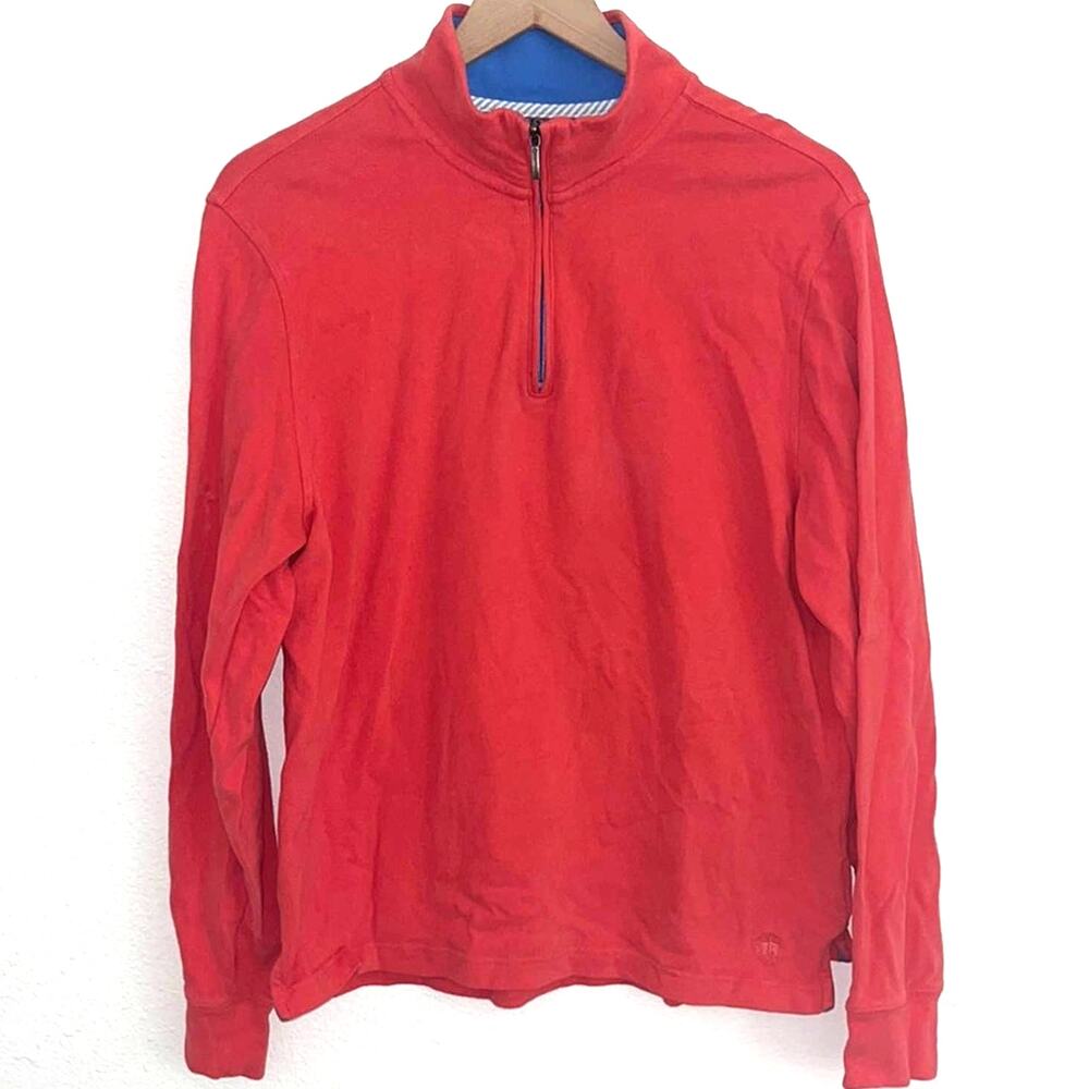 Brooks Brothers Mens Quarter Zip Sweatshirt Size Medium Red Orange Lightweight